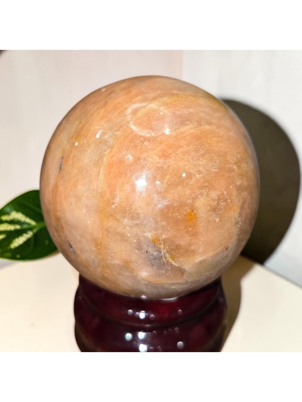 A051. Peach Moonstone Natural Crystal Sphere Orb 51mm